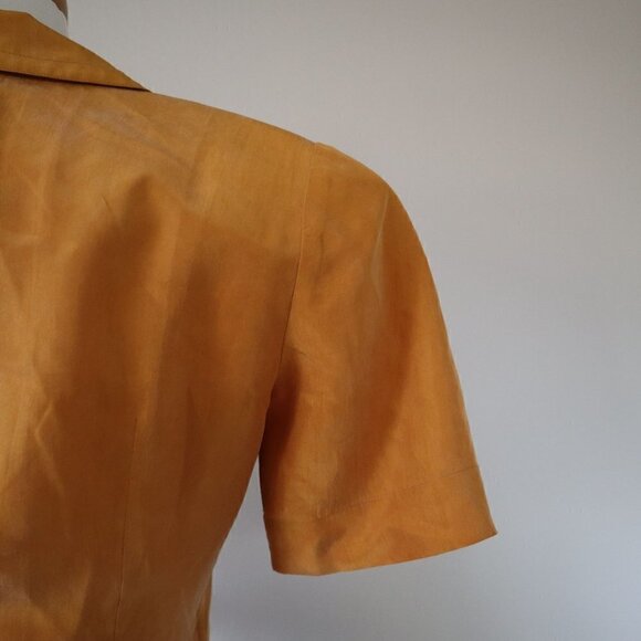 Vintage Yellow Orange Silk Gillian Wrap Dress Size 2 - Picture 12 of 13